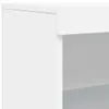 A close-up view of a white furniture item, possibly a shelf or cabinet. Voir les images du produit