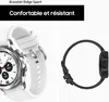 A split image showing two Samsung Galaxy Watch 4 Classic watches, one white and one black, with text overlays. Podgląd zdjęcia produktu