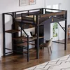 A loft bed with integrated desk and storage stairs in a room setting. Náhled obrázku produktu