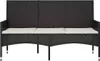 vidaXL Záhradná lavica 3-sed s vankúšom Black Poly Rattan Náhľad obrázku produktu 3
