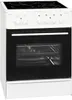 A white freestanding electric cooker with a black oven door and a glass ceramic hob. Produktbild-Vorschau