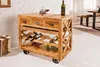 Barschrank BODEGA 90cm mit Rollen Mangoholz Produktbild-Vorschau 2