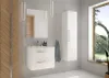 A modern bathroom vanity with a sink, mirror, and cabinet, next to a window. Náhled obrázku produktu