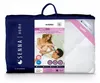 A product package for a duvet, featuring a couple in bed. Produktbild-Vorschau