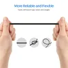 Hands holding a black cable, with three circular diagrams illustrating its flexibility and durability. Produktbild-Vorschau
