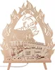 Saico LED-Dekoleuchte Feuerwehr Holz 43 cm warmweiß natur Produktbild-Vorschau 3