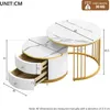 MODFU Tables Basses Gigognes avec 2 Tiroirs, MDF et PVC, Voir les images du produit 4