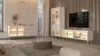 Vitrine LUMI 92 cm Kaschmir Riffelglas LED Gold Hochvitrine Produktbild-Vorschau 6