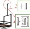 An image showing the assembly instructions for a wine rack, with close-ups of the hardware. Náhľad obrázku produktu