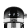 A close-up view of the top section of a black and silver espresso machine, showing its control panel and brand logo. Produktbild-Vorschau
