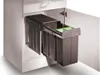 A pull-out kitchen bin system with multiple compartments inside a cabinet. Produktbild-Vorschau