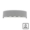 A gray curved LED outdoor wall lamp with five lights, shown against a white background. An IP54 rating symbol is in the bottom right corner. Podgląd zdjęcia produktu