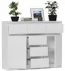 Komoda 120 cm 6 zásuvky 2 dveře skříňka FRAMIRE S-62D bílá Náhled obrázku produktu 2