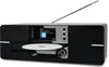 A black TechniSat DIGITRADIO 371 CD BT compact system with a CD tray extended and a CD inside. Produktbild-Vorschau