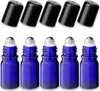5x Blaue Glasflasche 5 ml Roll-On mit schwarzem Produktbild-Vorschau 1