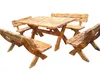 Gartenmöbel OJ, Holzgartenmöbel, Tisch + 2 Bänke + 2 kleine Produktbild-Vorschau 3