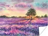 MuchoWow® Poster Lavendel - Farbe - Vögel - Bäume - Lila Produktbild-Vorschau 1