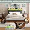 Łóżko metalowe, podwójne, 180x200 cm, z oświetleniem LED, Podgląd zdjęcia produktu 3