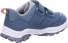 A side view of a blue children's shoe with white soles and gray accents. Produktbild-Vorschau