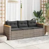 vidaXL Gartensofa mit Kissen 3-Sitzer Grau Poly Rattan Produktbild-Vorschau 3