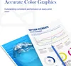 A close-up of a document with a graph and charts, next to a picture of a dolphin. Produktbild-Vorschau