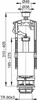 A technical drawing of a toilet flush valve with dimensions and labels. Náhled obrázku produktu