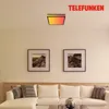 A living room with a sectional sofa, two framed pictures on the wall, and a ceiling light fixture. Produktbild-Vorschau