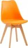An orange chair with wooden legs on a white background. Voir les images du produit