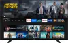 A television screen displaying a streaming service interface with movie and TV show posters. Produktbild-Vorschau
