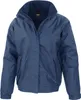 A studio shot of a navy blue jacket.