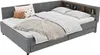 A gray upholstered daybed with bedding and pillows. Produktbild-Vorschau