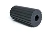 A black foam roller with ridges, shown on a white background. Produktbild-Vorschau