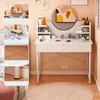 Eleganter weißer Schminktisch im Schlafzimmer mit Spiegel Produktbild-Vorschau 5