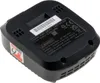 A black power tool battery pack is shown from a slightly elevated diagonal angle. Produktbild-Vorschau
