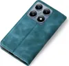 A teal-colored flip case for a smartphone is shown from a diagonal top-down view against a white background. Produktbild-Vorschau