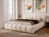A bedroom scene with a large bed as the focal point, decorated with artwork and curtains. Produktbild-Vorschau