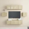 vidaXL 6 tlg. TV Schrank Set Sonoma Eiche Holzwerkstoff - Produktbild-Vorschau 2