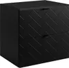 A black cabinet with two drawers, featuring a herringbone pattern on the drawer fronts. Voir les images du produit