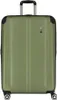 A green suitcase with wheels and a retractable handle. Voir les images du produit