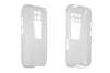Two transparent phone cases shown from different angles against a white background.