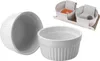 Two white ceramic ramekins are shown, one in the foreground and another slightly behind it. In the background, two more ramekins are visible in their packaging. Anteprima dell’immagine prodotto