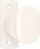 A white door handle set with a round knob and a rectangular plate, shown in a studio setting against a white background. Náhled obrázku produktu