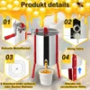 A collage of images showcasing the features of a honey extractor, with text labels and illustrations. Produktbild-Vorschau