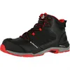 A single black and red work boot is shown against a white background. Produktbild-Vorschau