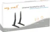 The image shows the retail packaging for a universal TV stand. Produktbild-Vorschau