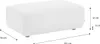 A white ottoman with dimensions indicated by measurement lines and text. Produktbild-Vorschau