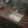 ML-Design kuchynský drez s odtokom a prepadom, strieborný, Náhľad obrázku produktu 1