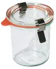 A clear glass jar with a red rubber seal and metal clips. Produktbild-Vorschau