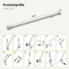 Diagrams showing the installation steps for a shower enclosure stabilizer bar. Produktbild-Vorschau