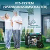 A couple enjoying coffee in their backyard with a generator in the foreground. Produktbild-Vorschau